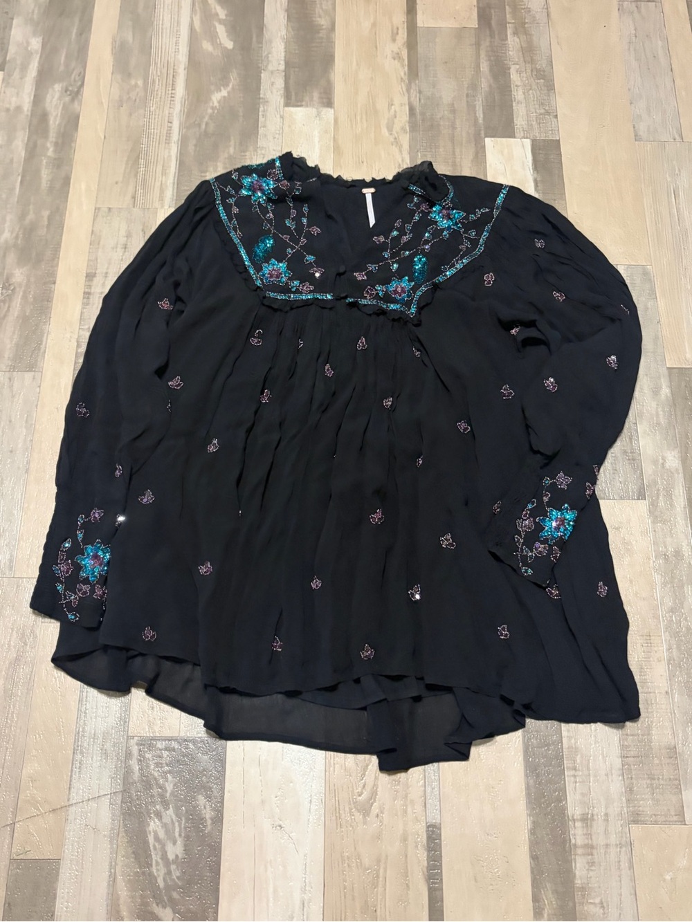 Free People Bali Golden Sun Dress Black Medium Rare - Picture 2 of 6
